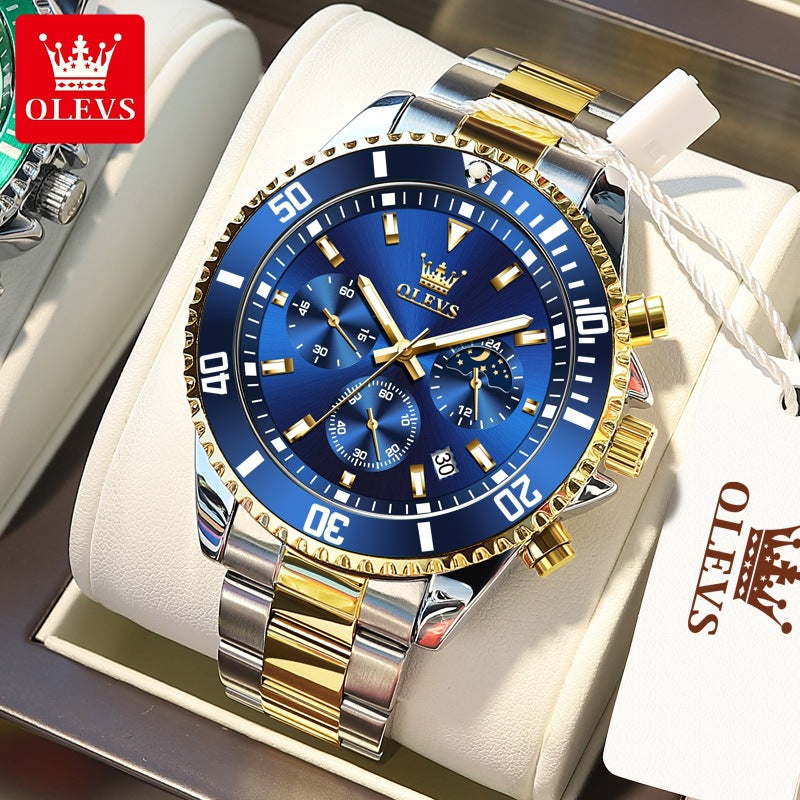 One piece drop shipping Oris brand watch hot selling multi-function chronograph three-eye quartz watch waterproof men's watch men's watch