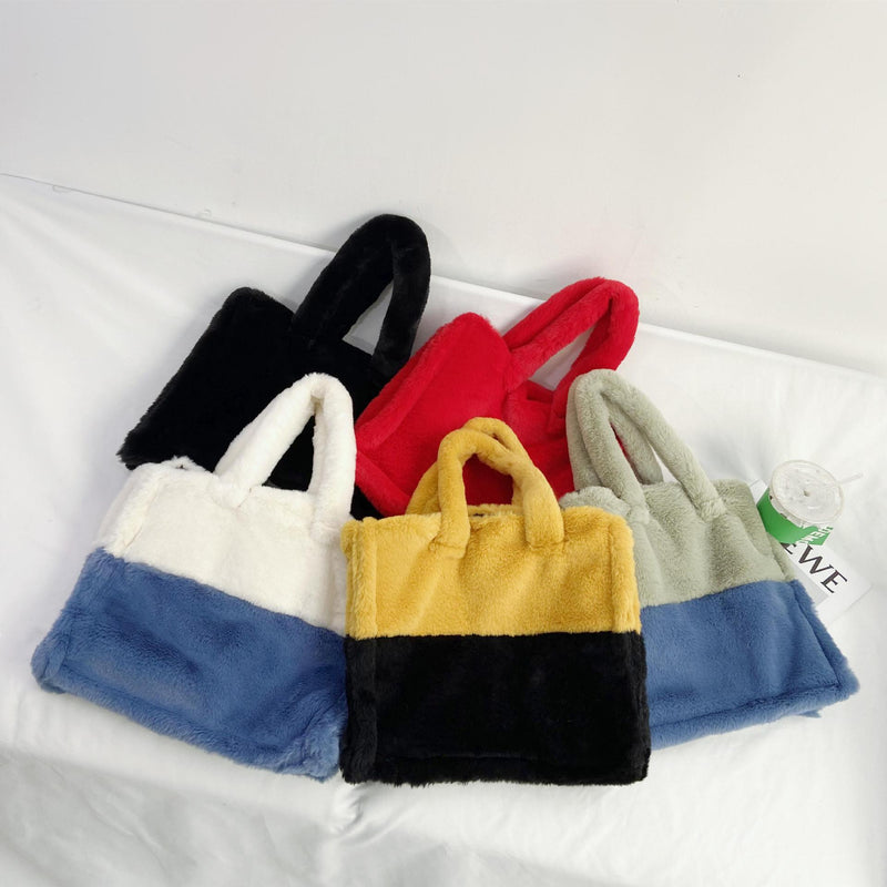 2021 winter bag new fashion hand-carrying plush bag casual one-shoulder hand-held oblique cross armpit hairy women's bag