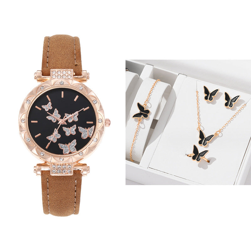 New Douyin popular women's watch, fashionable and personalized simple watch, butterfly digital belt watch wholesale