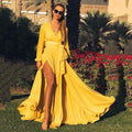 European and American new 2023 Amazon wish bohemian deep V-neck dress with slits and wide swing dress for women