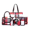 The new plaid six-piece tote bag contrasting color trend one-shoulder handbags cross-border one-piece drop-shipping to the world