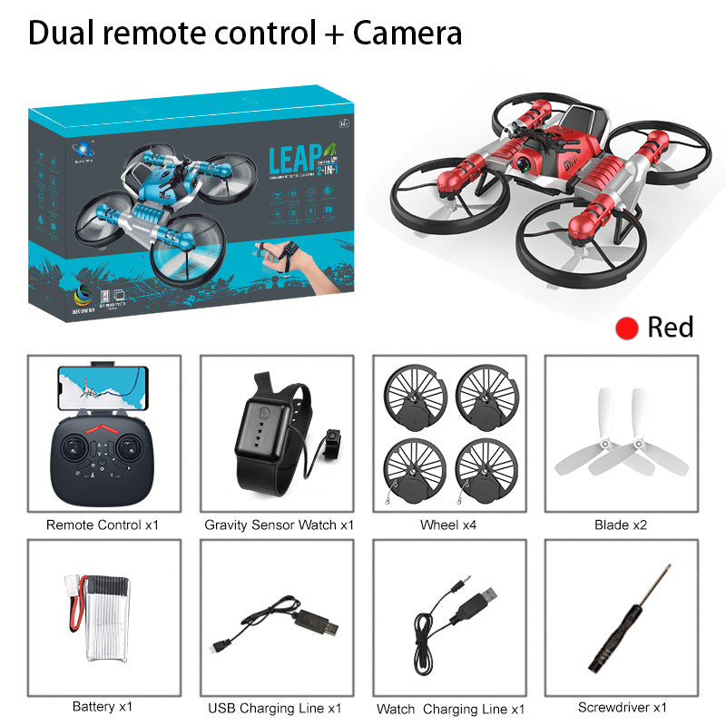 Land and air folding deformation motorcycle quadcopter gesture sensing aerial drone remote control aircraft toy