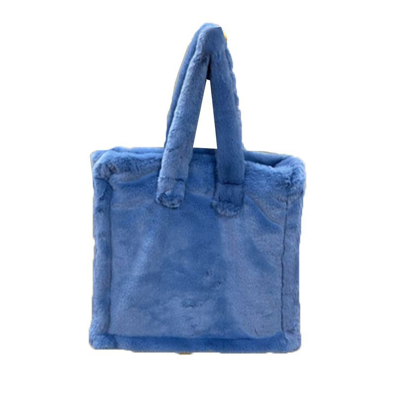 2021 winter bag new fashion hand-carrying plush bag casual one-shoulder hand-held oblique cross armpit hairy women's bag