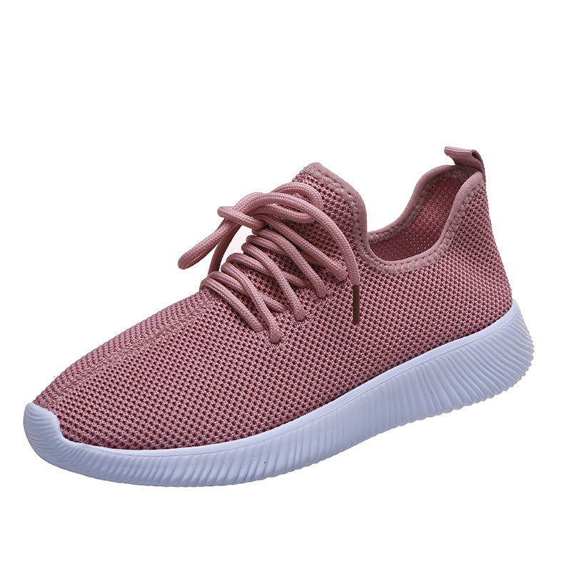 2022 new spring, summer and autumn all-match women's single shoes flat soft sole shoes Korean version trend casual flying woven sports running shoes