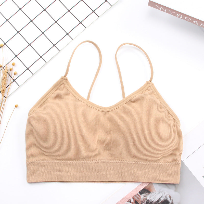 New seamless anti-glare tube top with chest pad threaded camisole beauty back wrap chest one piece bra underwear women