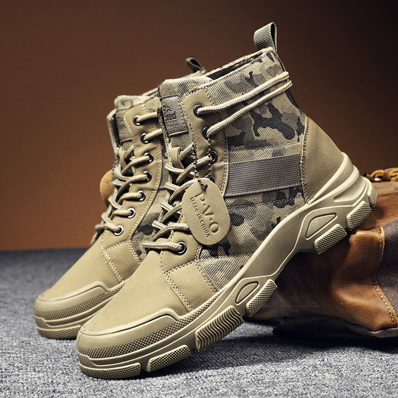 Popular Men's Boots 2021 Autumn New Men's Camouflage Boots Trendy Casual Martin Boots Retro Desert Military Boots Wholesale