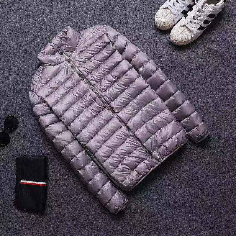 Foreign trade men's light down padded jacket men's winter Korean version slim hooded stand-up collar solid color warm padded jacket men