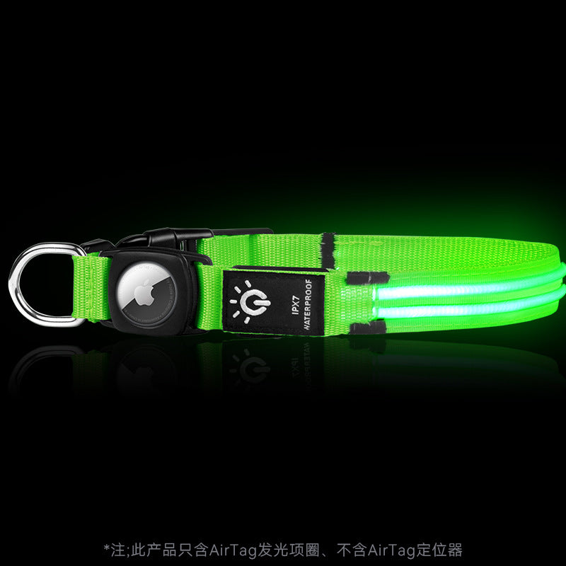 Hot selling airtag protective case positioning tracker case waterproof LED pet light-up collar protective case USB charging