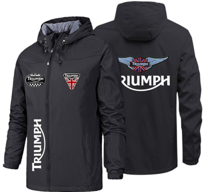 Spring and Autumn Foreign Trade Cross-border Jacket Men's Thin Windbreaker Hooded Jacket Windproof Waterproof Car Logo Sports Tactical Outdoor