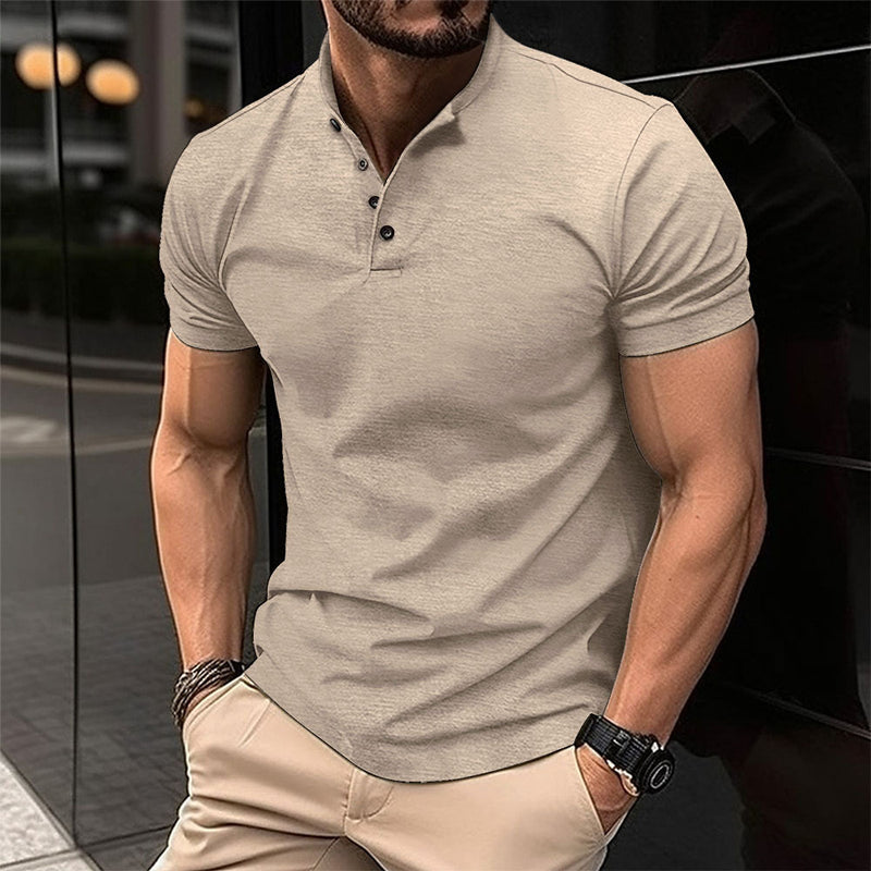 European and American ins cross-border 2023 summer fast sale Amazon T-shirt men's button henley collar sports polo shirt