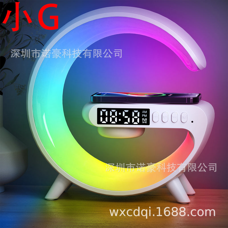Big G light bluetooth speaker automatic atmosphere light wireless charging connection music timing alarm clock small night light small G sound