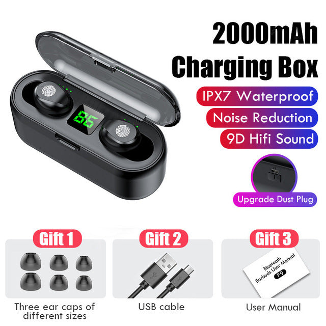 New private model F9-2 F9-5 F9-5C Macaron true wireless digital display Bluetooth headset 5.0 sports headset