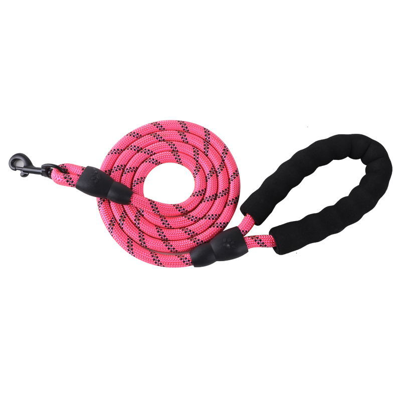 Pet supplies reflective traction rope multi-color nylon round rope large and medium-sized explosion-proof dog rope foam handle traction belt