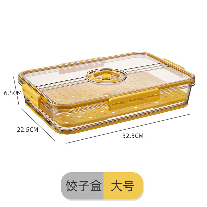 Refrigerator Storage Box Plastic Kitchen Organizer Timing Frozen Food Grade PET Sealed Large Capacity Transparent Storage Box
