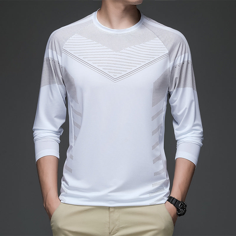 Long-sleeved t-shirt men's spring and autumn new quality T-shirt men's breathable bottoming shirt stretch casual sports T-shirt men's
