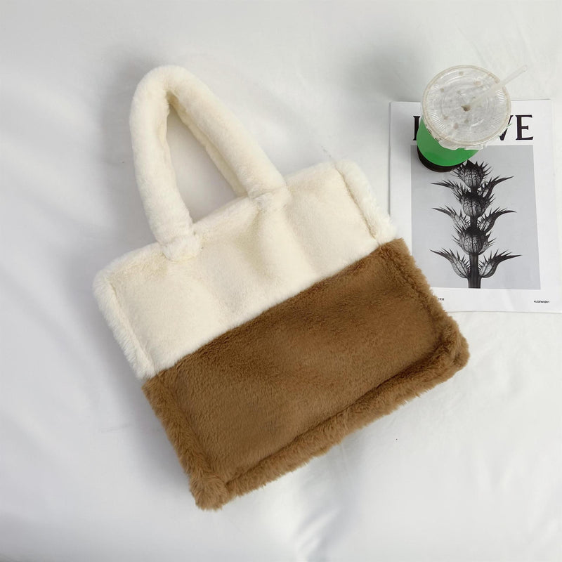 2021 winter bag new fashion hand-carrying plush bag casual one-shoulder hand-held oblique cross armpit hairy women's bag