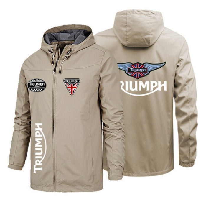 Spring and Autumn Foreign Trade Cross-border Jacket Men's Thin Windbreaker Hooded Jacket Windproof Waterproof Car Logo Sports Tactical Outdoor
