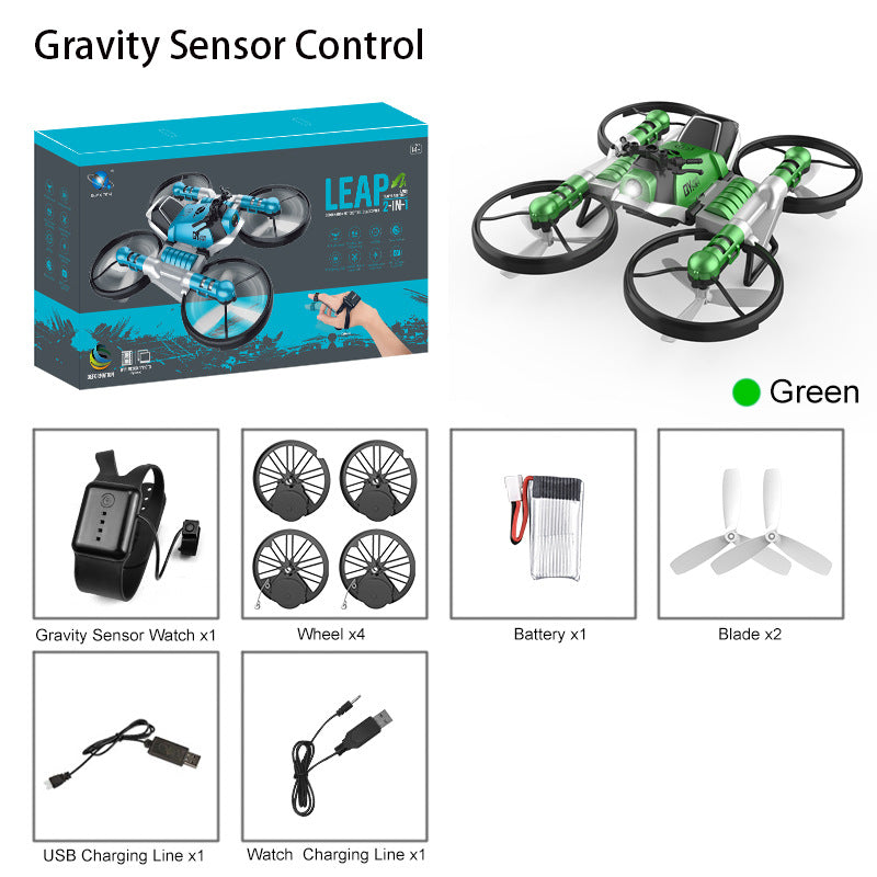 Land and air folding deformation motorcycle quadcopter gesture sensing aerial drone remote control aircraft toy