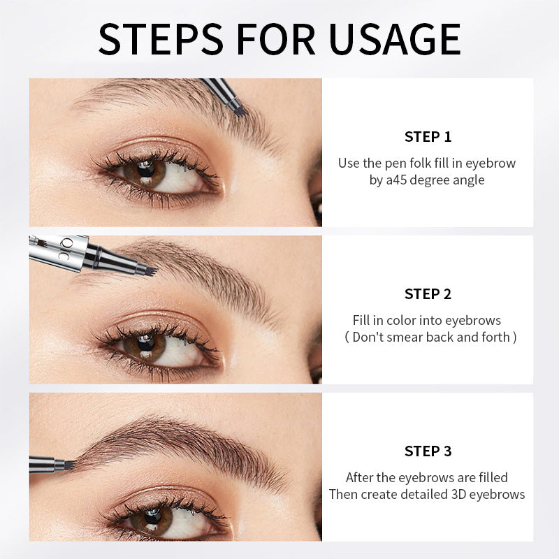 Wholesale QIC four-fork eyebrow pencil waterproof and non-fading simulation four-claw liquid wild water eyebrow pencil beauty makeup cross-border makeup
