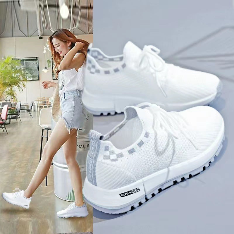 2023 Spring, Summer and Autumn New Women's Shoes Feiwei Breathable Running Shoes Front Lace Up Women's Casual White Shoes Soft Sole Shoes