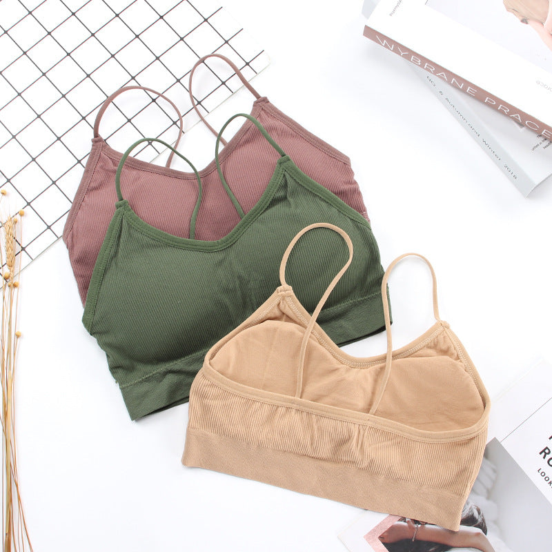 New seamless anti-glare tube top with chest pad threaded camisole beauty back wrap chest one piece bra underwear women