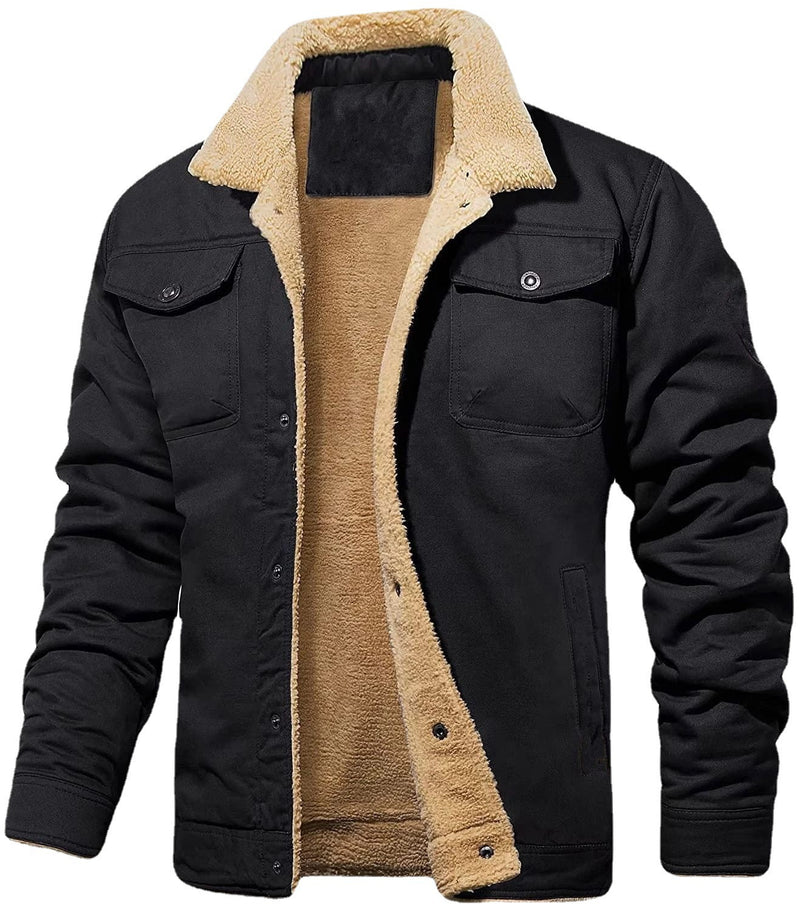 2023 cross-border autumn and winter new men's jackets lamb wool plus velvet cotton workwear casual jackets for men