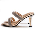Sandals and slippers women's summer 2022 fashion wear crystal stilettos all-match comfortable solid color word with rhinestone slippers