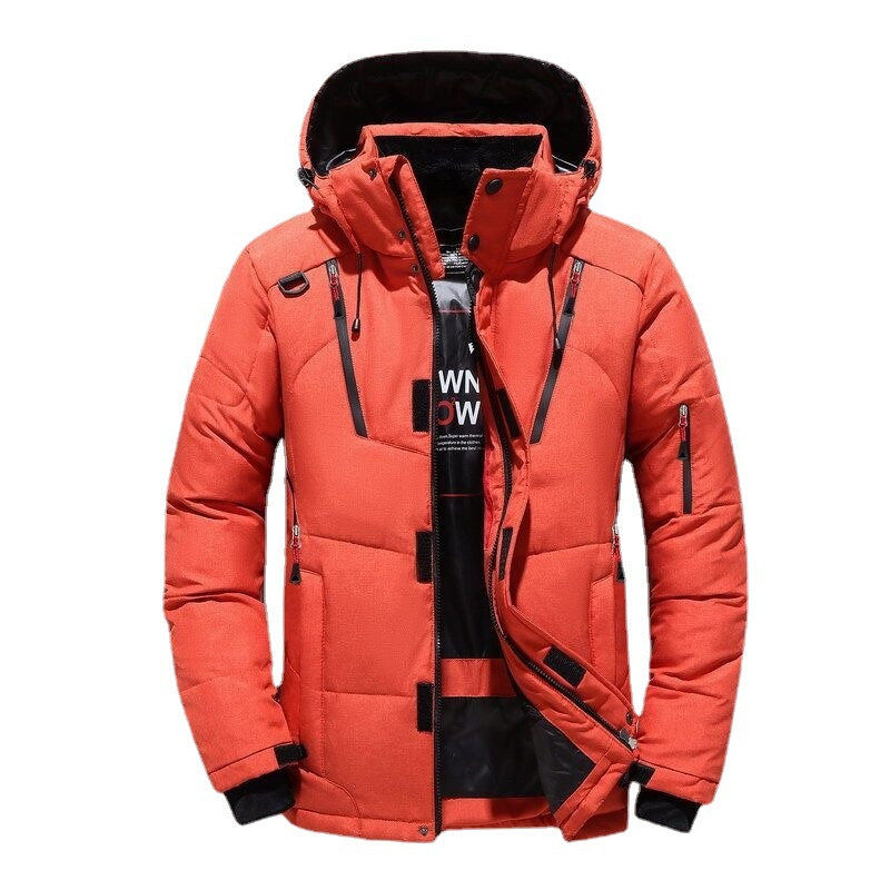 Cross-border hot selling men's winter outdoor warm thick sports cotton jacket containing white duck down youth fashion