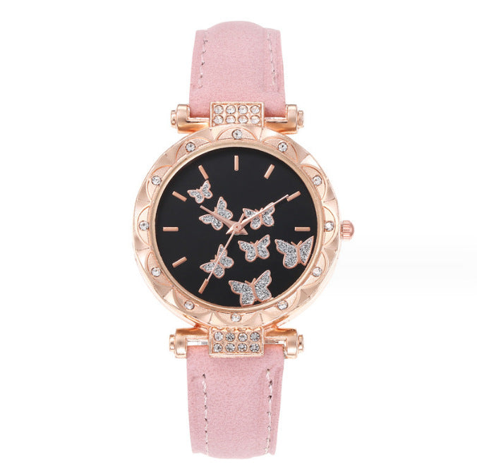 New Douyin popular women's watch, fashionable and personalized simple watch, butterfly digital belt watch wholesale