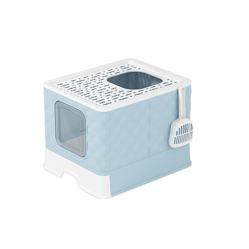 Pet cat litter box extra large fully enclosed foldable anti-splash cat toilet dog cleaning cat supplies wholesale