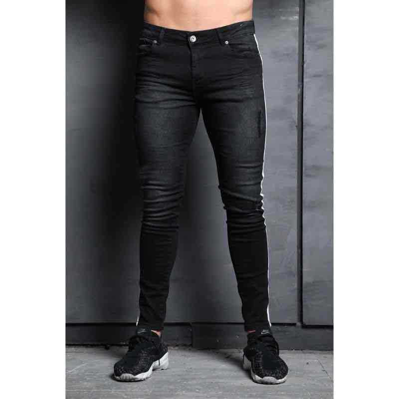 European and American fashion small-footed jeans men wish new trendy knee-holes explosive denim small-footed pants