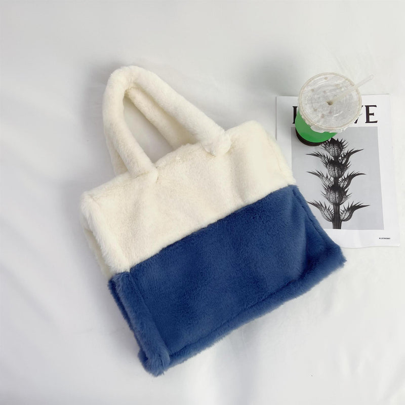 2021 winter bag new fashion hand-carrying plush bag casual one-shoulder hand-held oblique cross armpit hairy women's bag