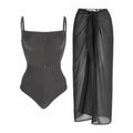 2023 European and American one-piece conservative belly-covering beach hot spring swimsuit two-piece striped retro one-piece bikini