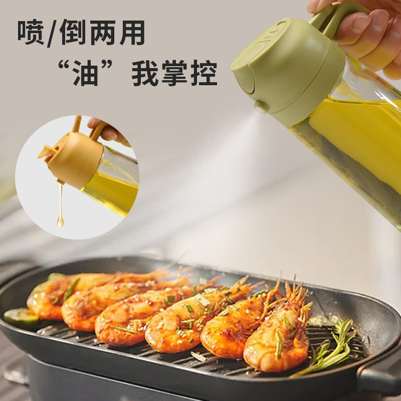 Multifunctional oil pot household kitchen supplies spray to two-in-one oil bottle large capacity press oil spray pot new wholesale
