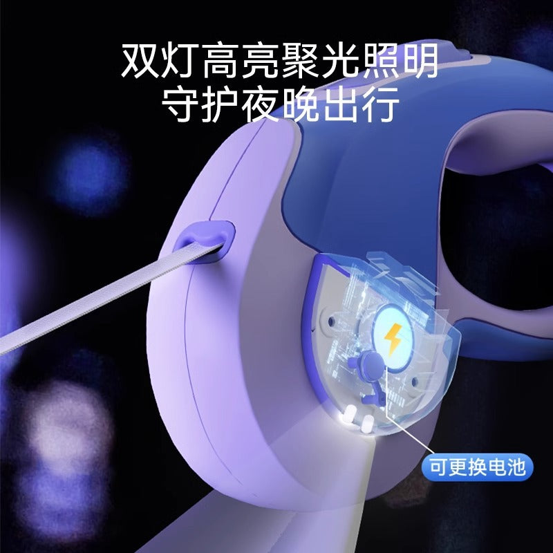 Dog retractable luminous automatic leash small and medium-sized dog walking rope dog chain Teddy outing pet supplies