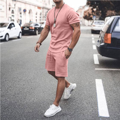 2021 new Amazon ebay hot style men's summer short-sleeved shorts suit sports casual suit men's