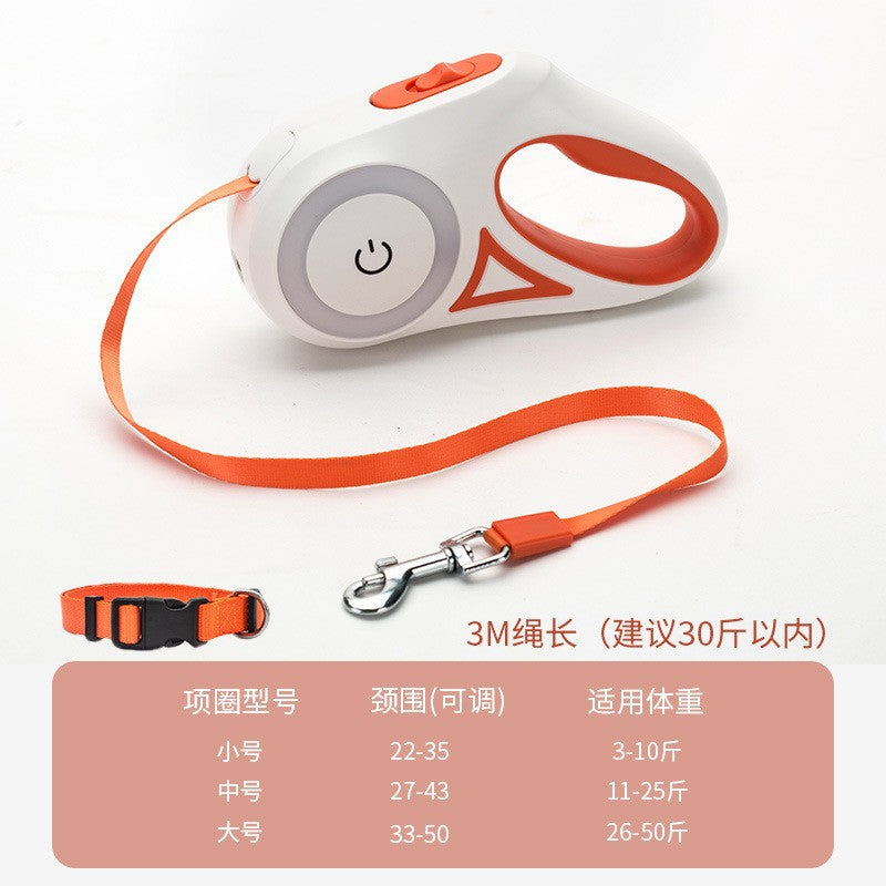 Dog retractable luminous automatic leash small and medium-sized dog walking rope dog chain Teddy outing pet supplies