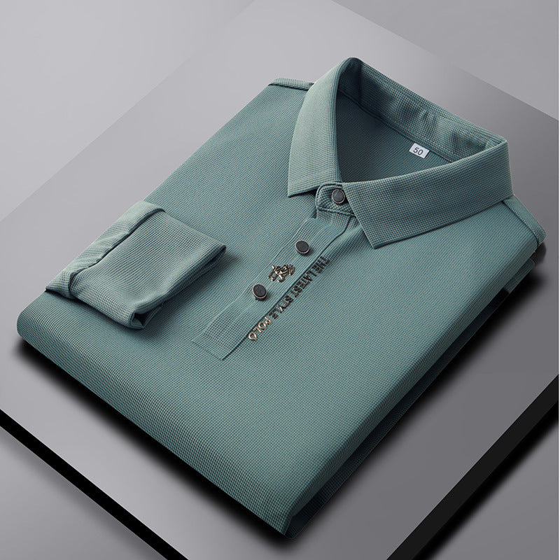 2023 new summer style men's young and middle-aged lapel seamless breathable fashionable short-sleeved T-shirt POLO shirt