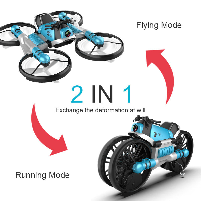 Land and air folding deformation motorcycle quadcopter gesture sensing aerial drone remote control aircraft toy