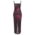 European and American style 2023 spring and summer new women's clothing sexy sling lace slim fit bag hip print retro dress long skirt