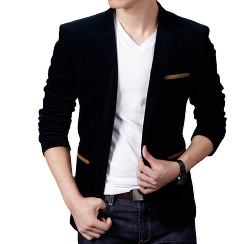New Korean business casual suit for autumn and winter men's youth fashion slim corduroy suit small suit