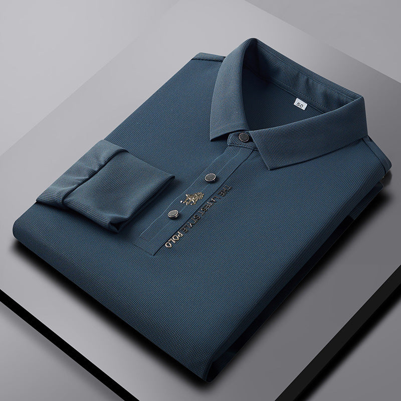 2023 new summer style men's young and middle-aged lapel seamless breathable fashionable short-sleeved T-shirt POLO shirt