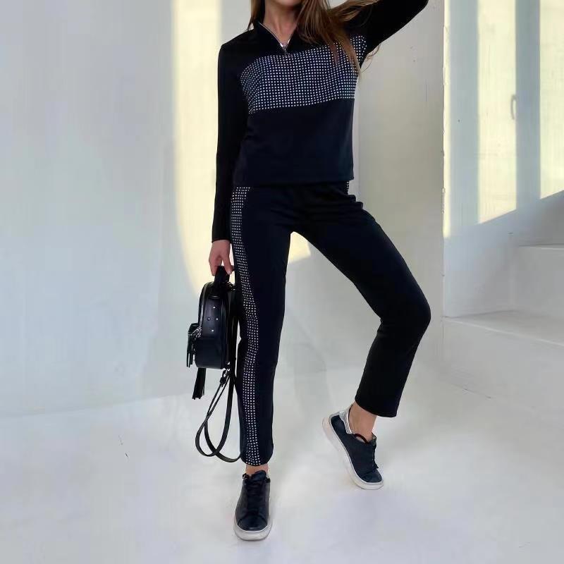 2022 Amazon spring and autumn new cross-border European and American popular women's gray splicing suit