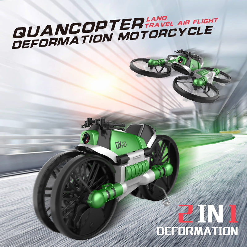 Land and air folding deformation motorcycle quadcopter gesture sensing aerial drone remote control aircraft toy