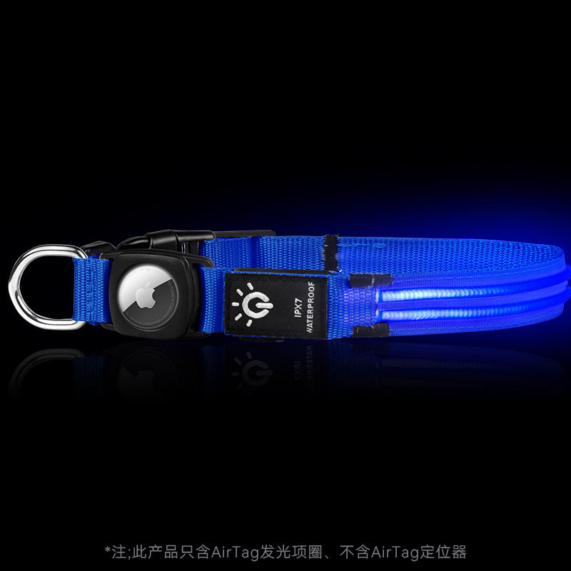 Hot selling airtag protective case positioning tracker case waterproof LED pet light-up collar protective case USB charging