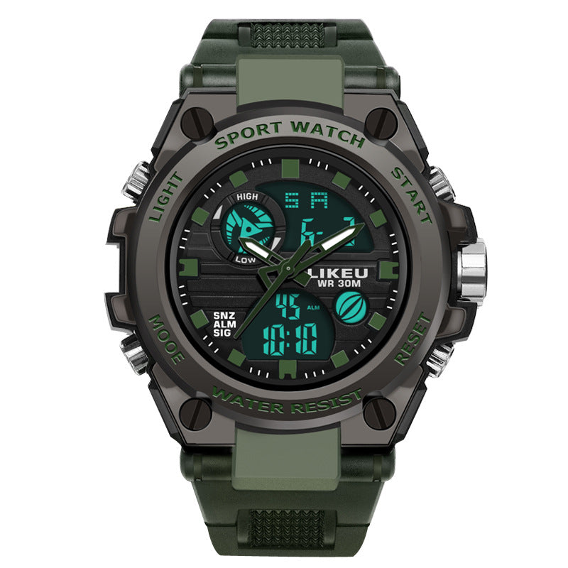 2021 new watch male black technology big dial luminous waterproof trend fashion youth student electronic watch