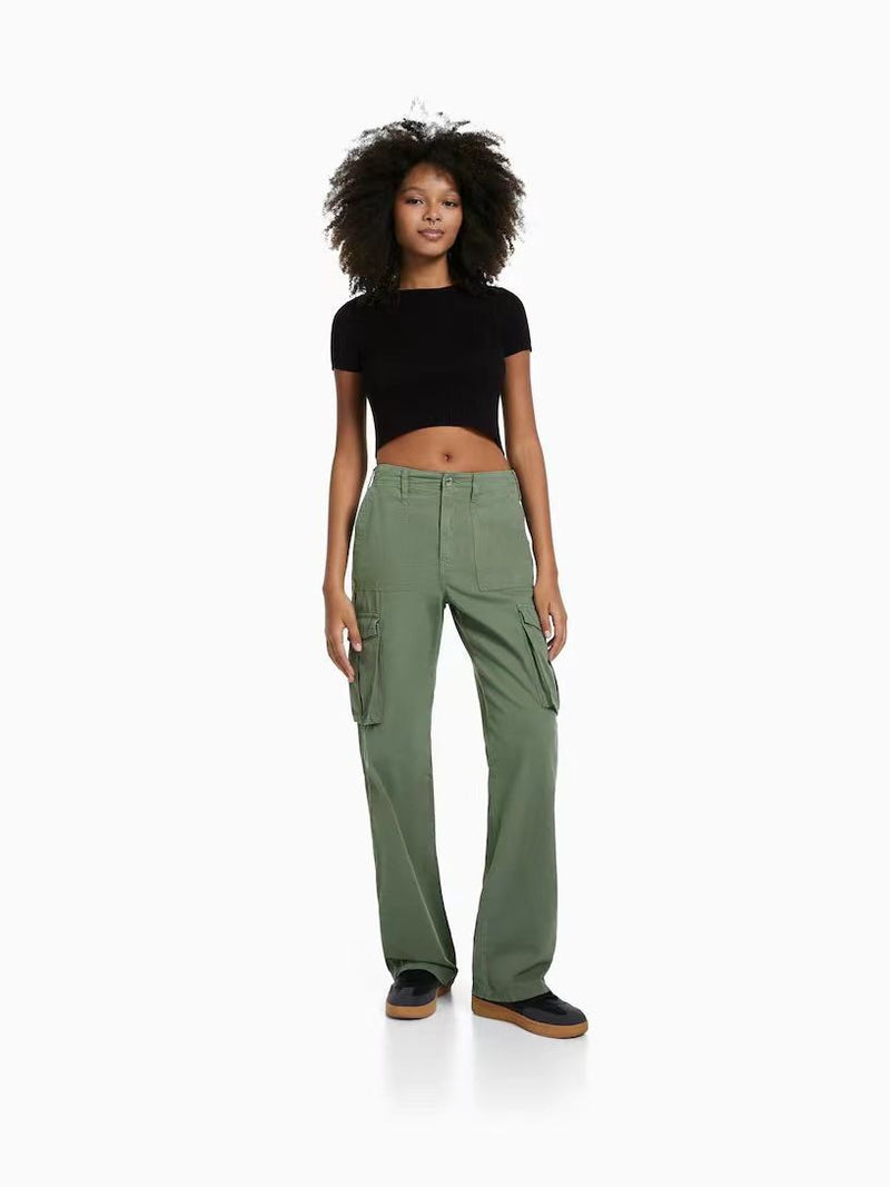2023 Cross-border Summer New Casual Versatile Army Green Overalls Hot Girls High Waist Slim Pants Women's Trendy