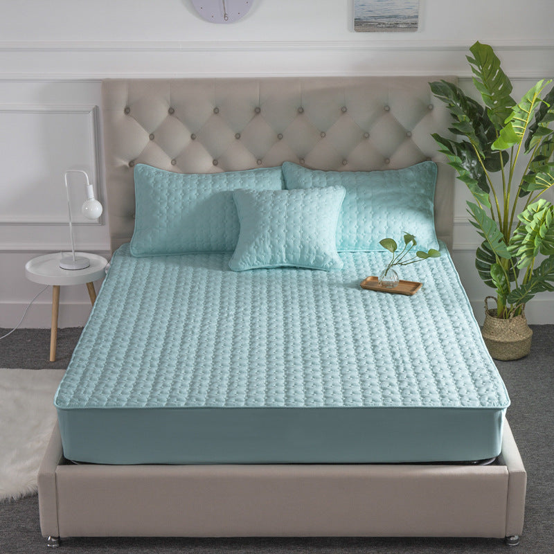 Jinfudi Amazon pure cotton brushed solid color bed sheet quilted bed cover all-inclusive thickened mattress protector