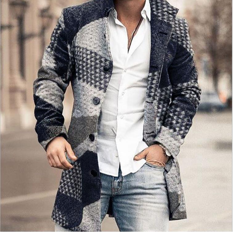 Plaid men's coat 2022 new product foreign trade wish coat European station Amazon windbreaker AliExpress wool wool wholesale