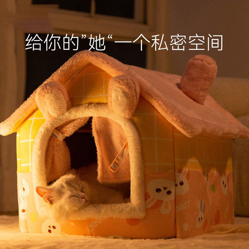 New cat nest rabbit door curtain four-season universal dog kennel for small and medium-sized dogs closed removable and washable dog bed pet kennel mat